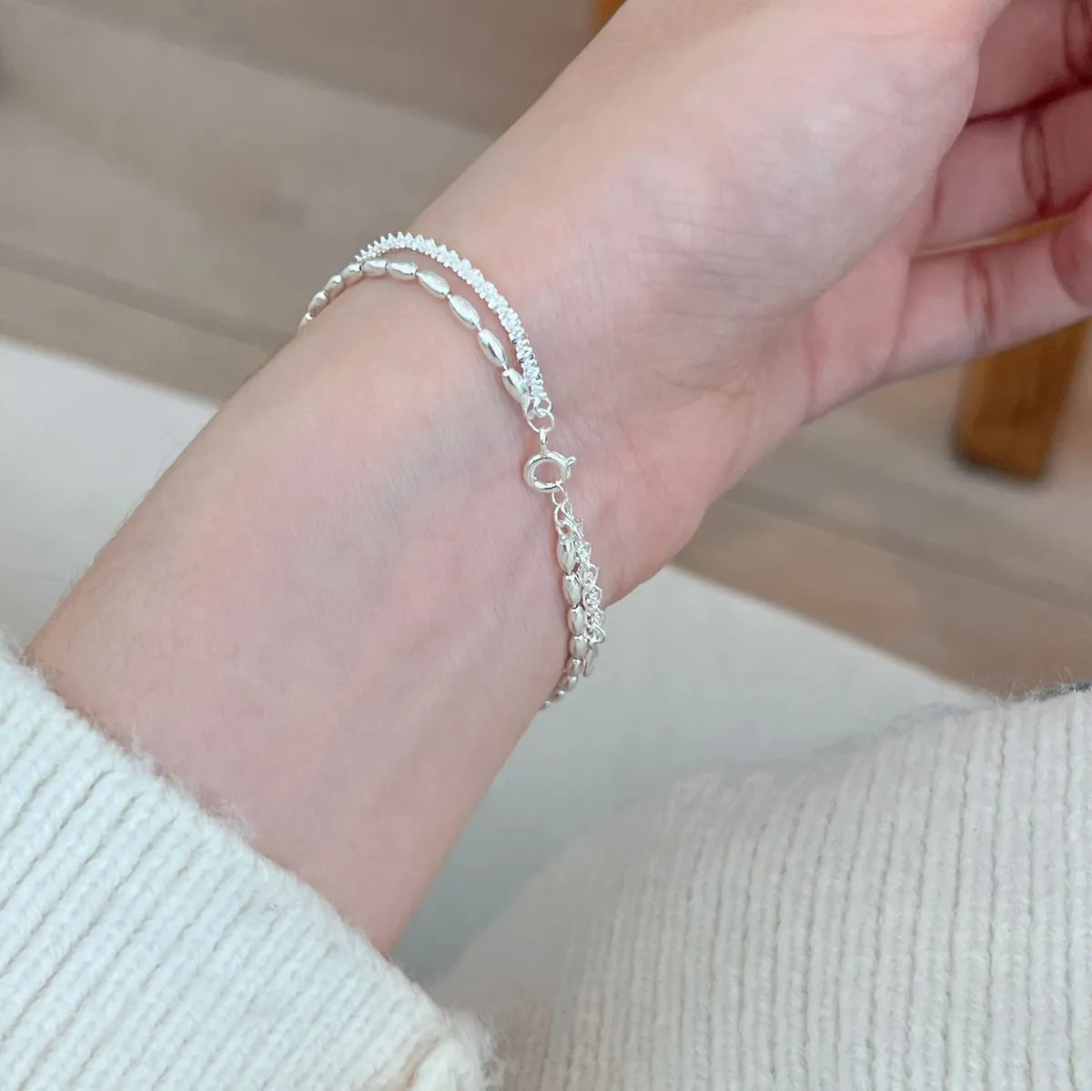 adjustable bangles for women-Simple Style Solid Color Sterling Silver Plating White Gold Plated Bracelets