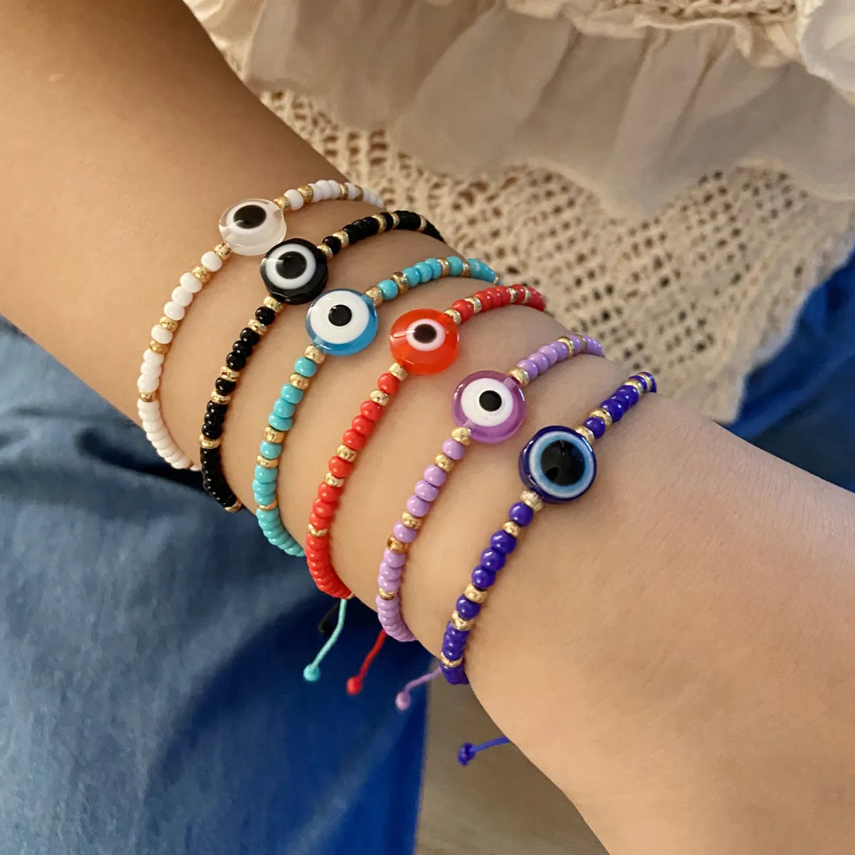 cuff bracelets for women-Bohemian Streetwear Eye Seed Bead Rope Wholesale Bracelets