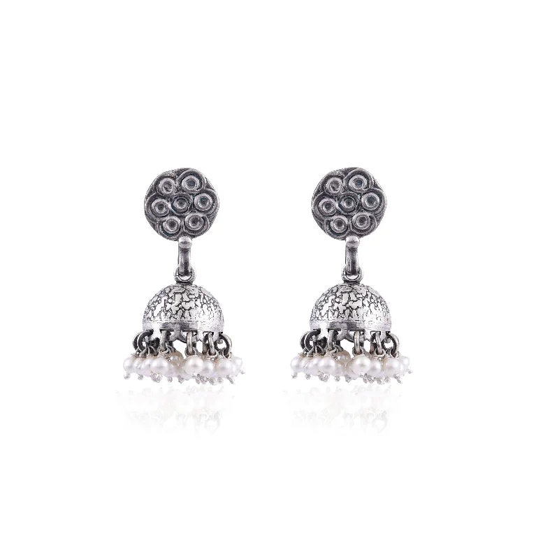 silver hoop earrings for women-Silver Mountain 925 Sterling Jhumki Earrings