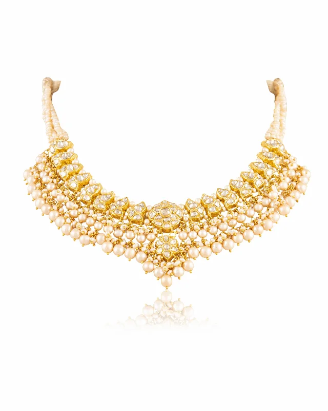 layered gold necklaces for women-Aaisha Polki Necklace