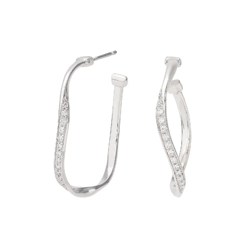 silver hoop earrings for women-Marrakech 18K White Gold and Diamond Hoop Earrings