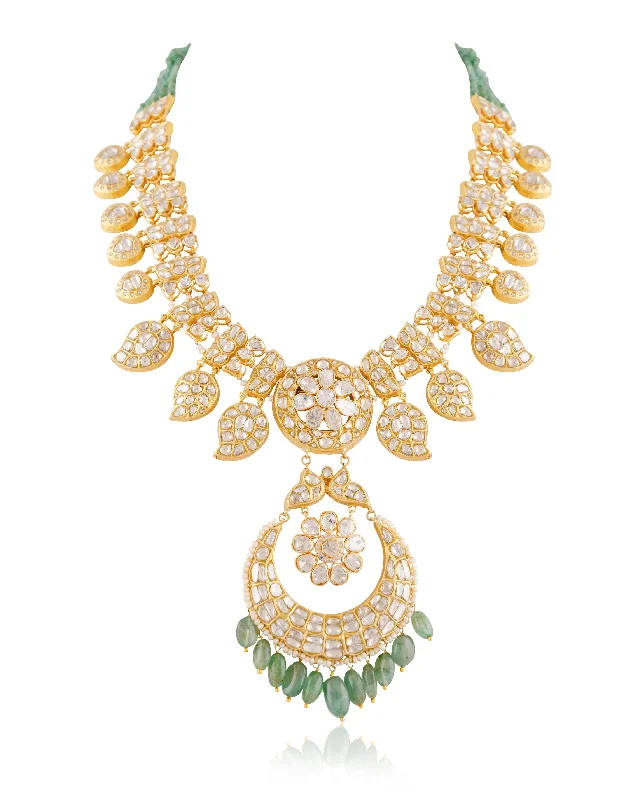 diamond necklaces for women-Charvi Polki And Diamond Long Necklace