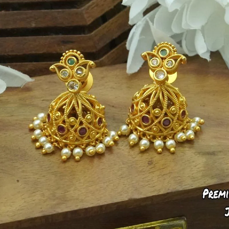 opal earrings for women-Bhargav Arts Gold Plated Jhumki Earrings