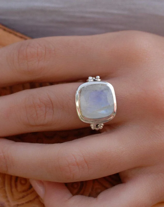 unique engagement rings for women-Alice Moonstone Ring ~ Sterling Silver 925 ~MR109 **Best Seller**