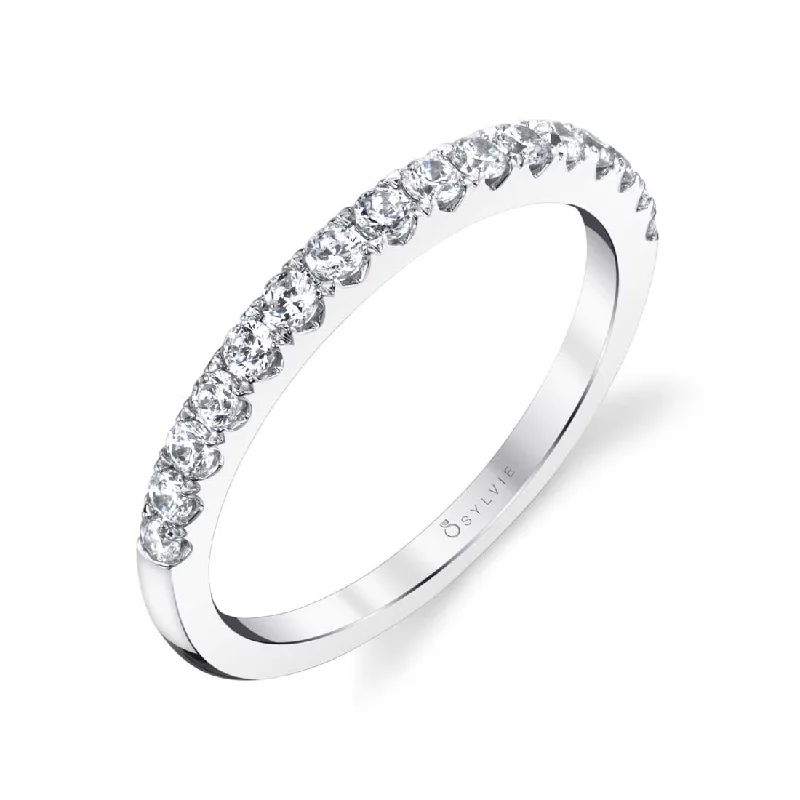 pave engagement rings for women-Sylvie Classic Wedding Band BS1804