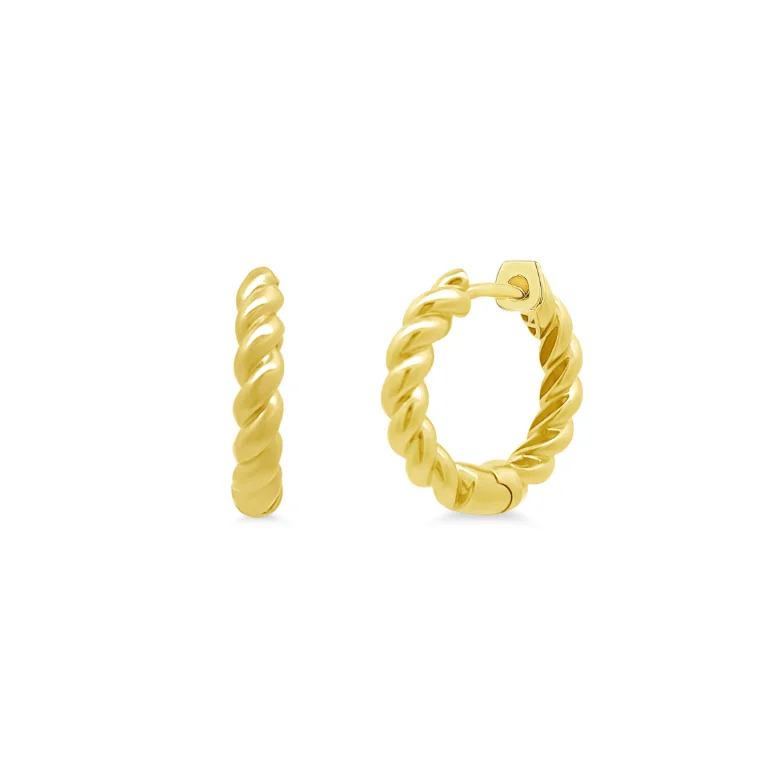 personalized earrings for women-Gold Rope Hoops