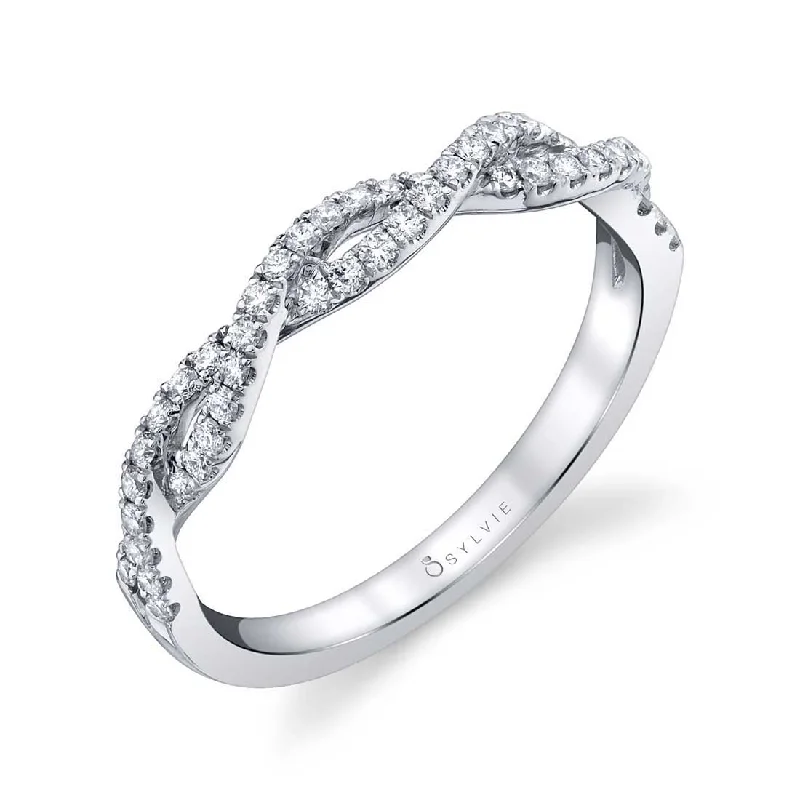 traditional engagement rings for women-Sylvie Classic Spiral Wedding Band B0052