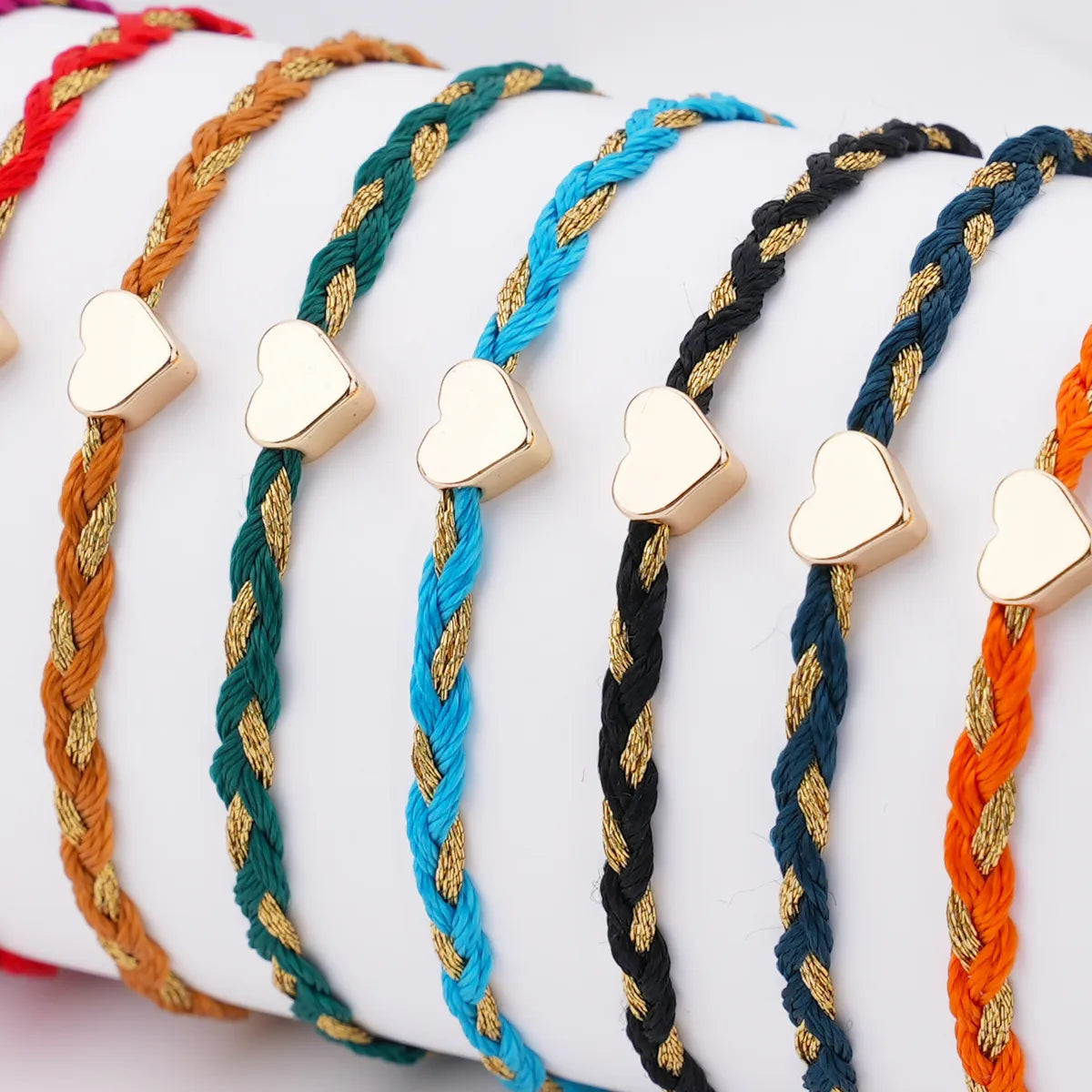 stretchable bracelets for women-Cotton Rope Copper Simple Style Classic Style Commute Heart Shape Drawstring Bracelets