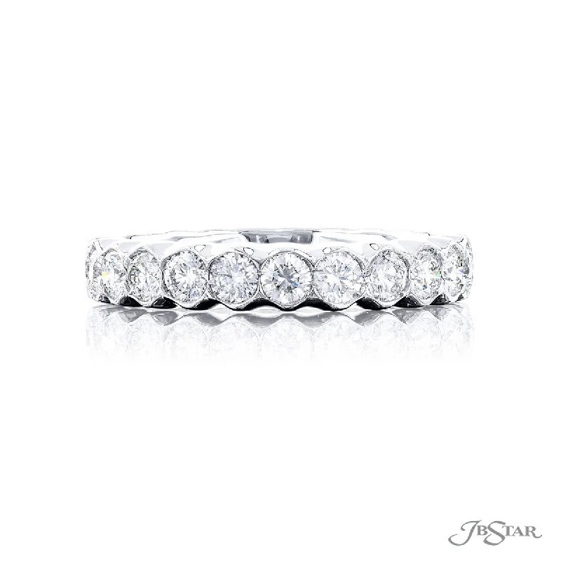 traditional engagement rings for women-Platinum Bezel-set Diamond Wedding Band