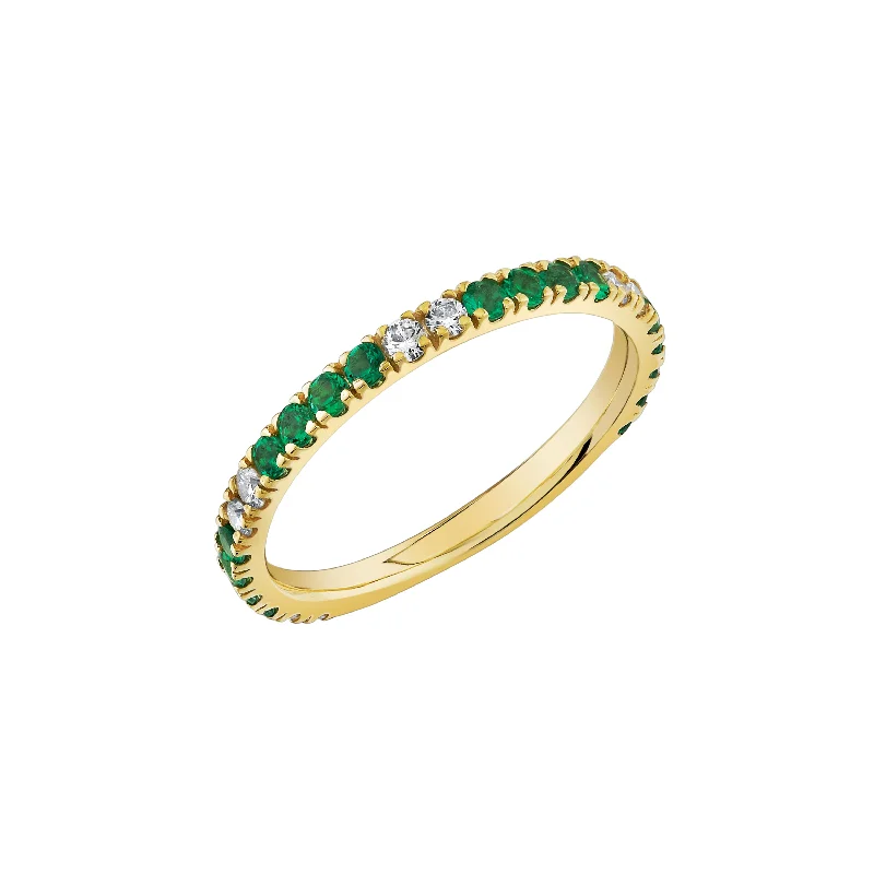 gold rings for women-Gemstone and Diamond Stacker Band