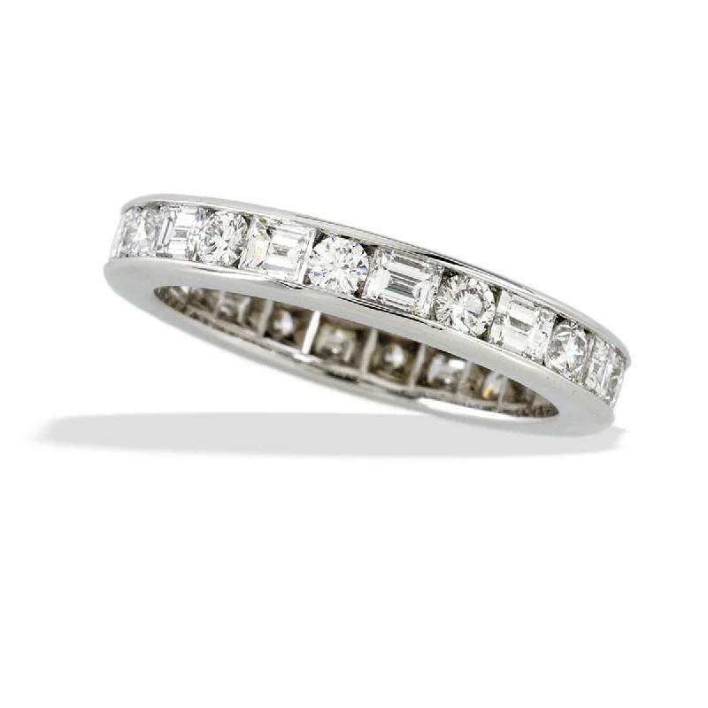 princess cut diamond engagement rings for women-Platinum Channel-set Diamond Eternity Wedding Band