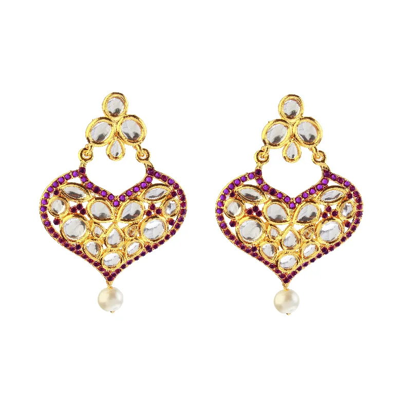 big stud earrings for women-Amina Creation Gold Plated Dangler Earrings