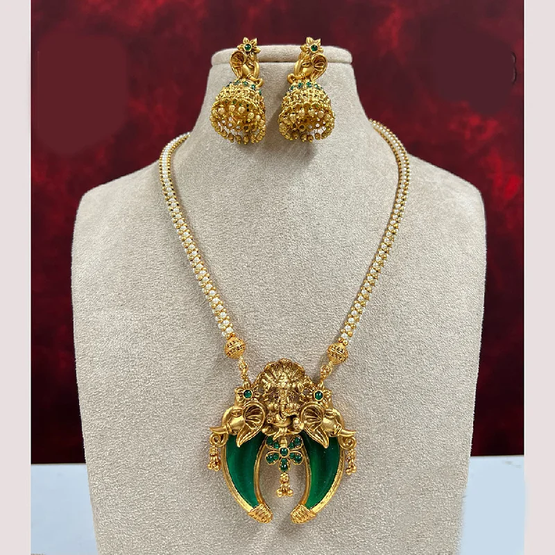 wedding necklaces for women-Diksha Collection Gold Plated Pota Stone Necklace Set