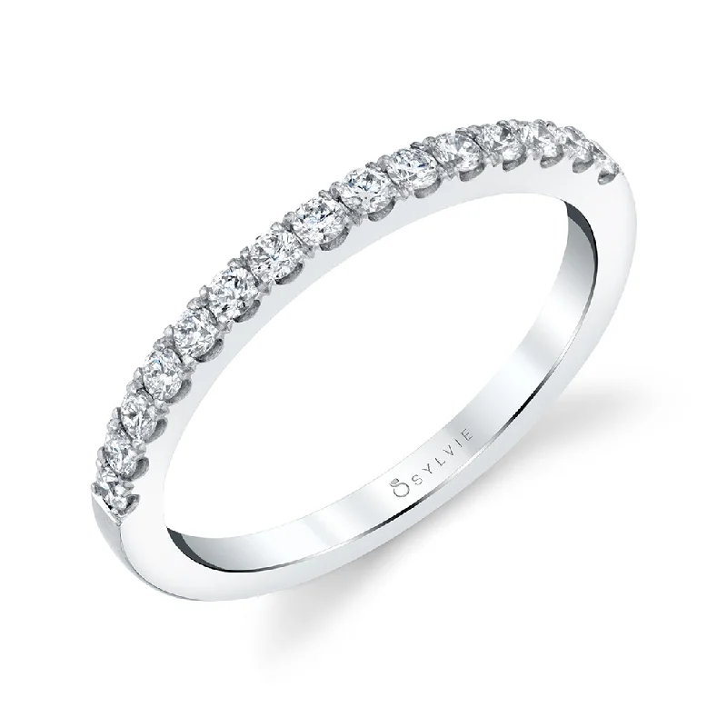 affordable engagement rings with diamonds for women-Sylvie Classic Wedding Band BS1381