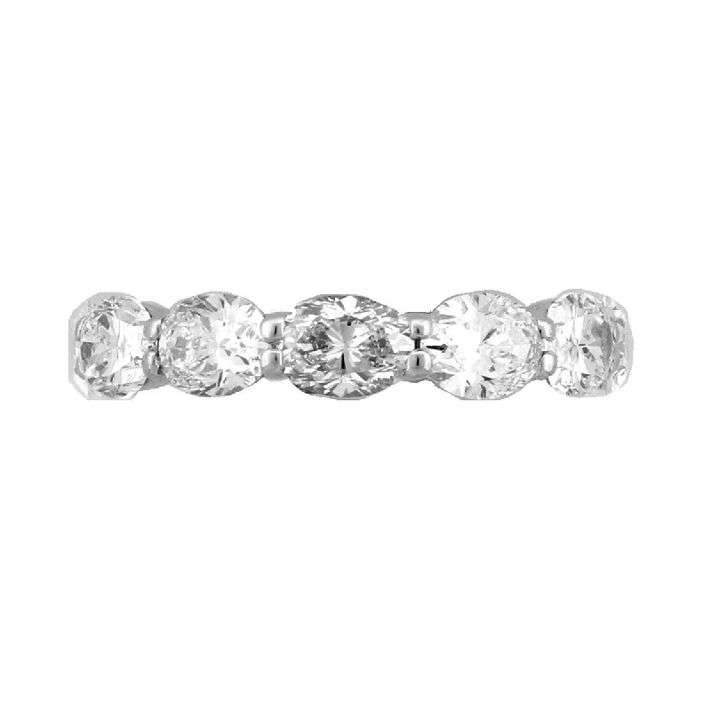 big diamond engagement rings for women-Platinum Oval Diamond Eternity Wedding Band