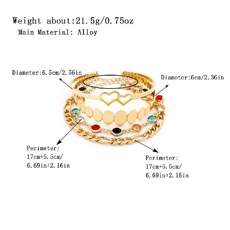 stylish bangles for women-Ig Style Glam Heart Shape Alloy Plating Rhinestones Women's Bracelets