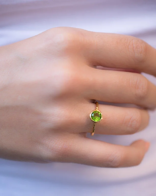 gemstone rings for women-Peridot Gold Ring ~ 18k Gold Plated ~ MR212