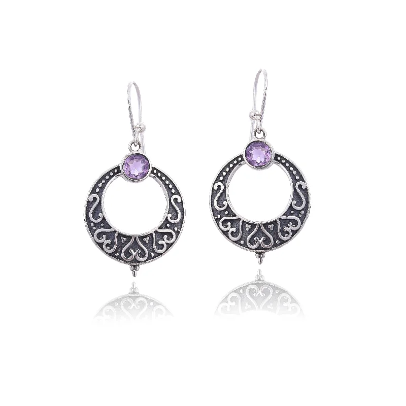 gold dangly earrings for women-Silver Mountain 925 Silver Amethyst Earring