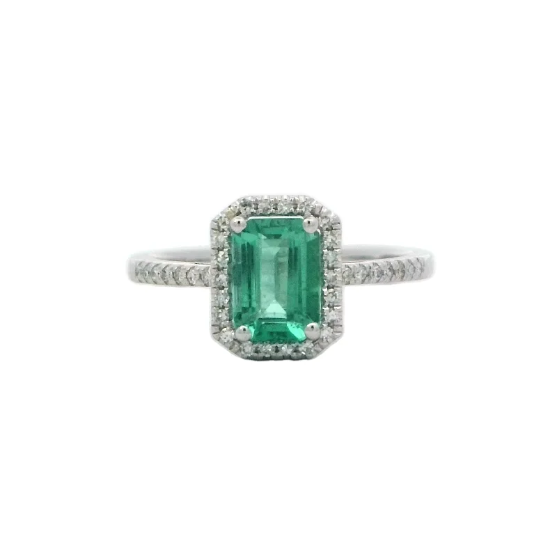 birthstone rings for women-Emerald Ring in White Gold