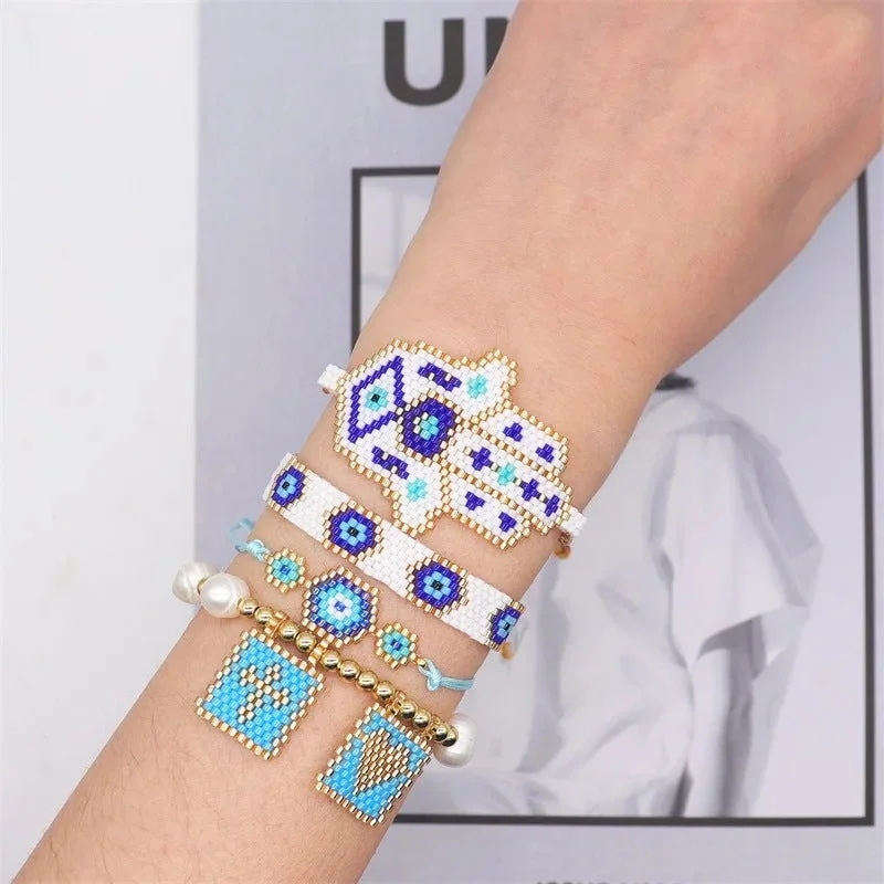 wrap bracelets for women-Ig Style Hip-hop Simple Style Geometric Palm Heart Shape Glass Rope Beaded Handmade Women's Bracelets