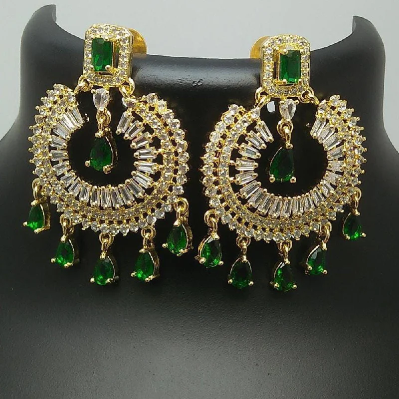 sterling silver earrings for women-Pooja Bangles Gold Plated Crystal Stone Dangler Earrings