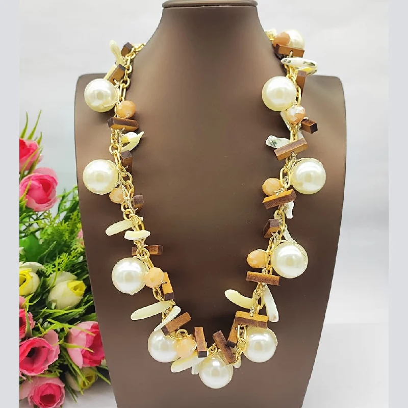 silver chain necklaces for women-JCM Gold Plated Designer Pearls Long Necklace