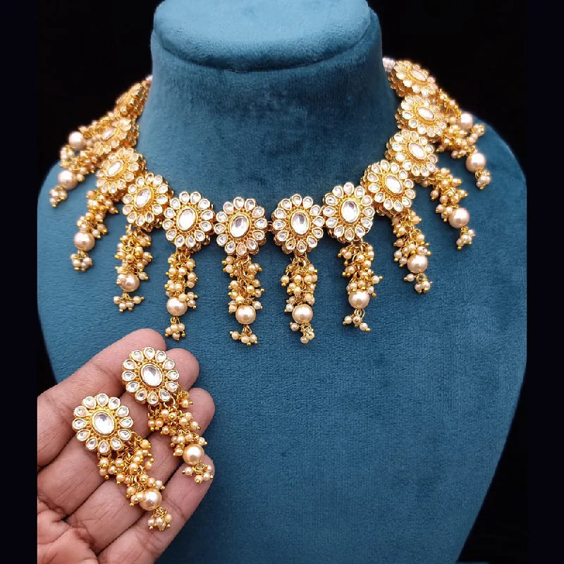 elegant necklaces for women-JCM Gold Plated Kundan Stone Necklace Set