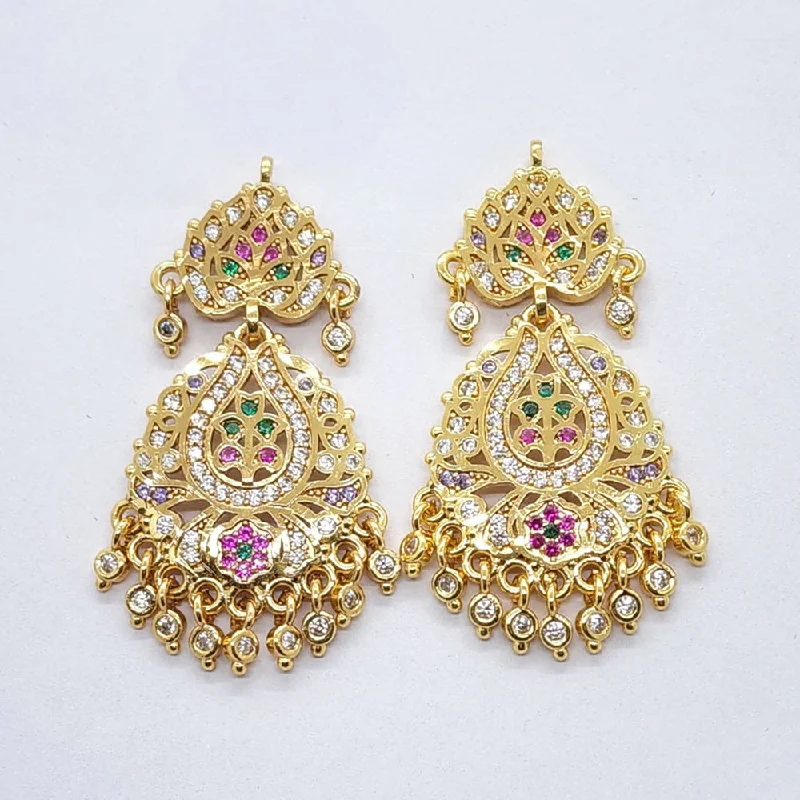 art deco earrings for women-Raiyaraj Gold Plated American Diamond Micro Plating Pack of 3 Dangler Designer Earrings