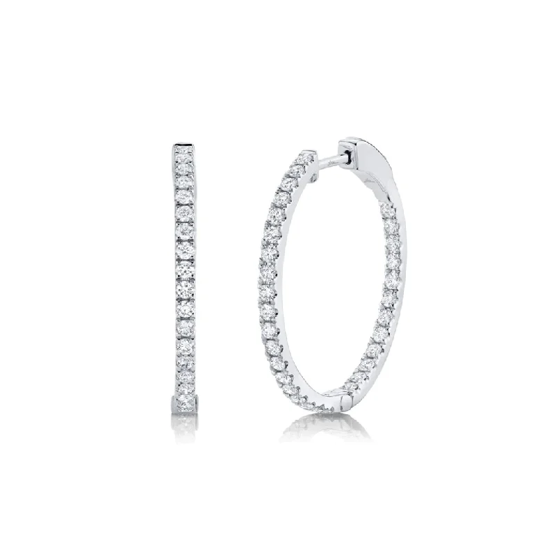 matching earrings and necklace for women-Inside Out Diamond Hoops