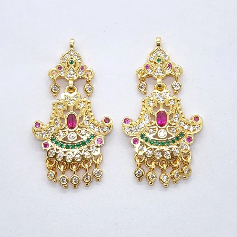 statement stud earrings for women-Raiyaraj Gold Plated American Diamond Micro Plating Pack of 3 Dangler Designer Earrings