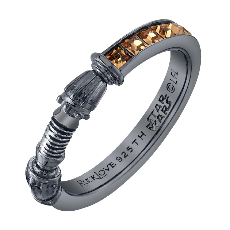 modern rings for women-Star Wars X RockLove Rey Crystal Lightsaber Ring