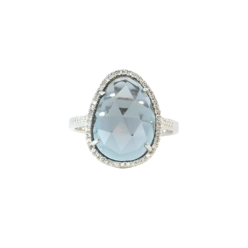 diamond solitaire rings for women-London Blue Topaz Ring in White Gold