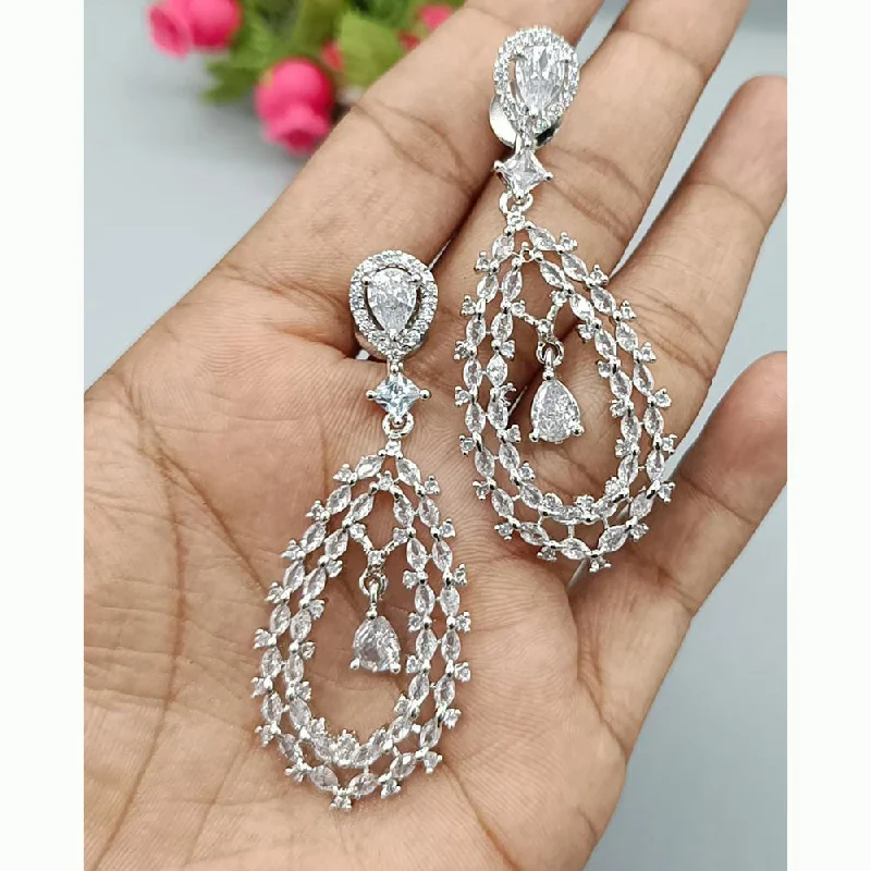 butterfly earrings for women-Manisha Jewellery Silver Plated AD Stone Dangler Earrings