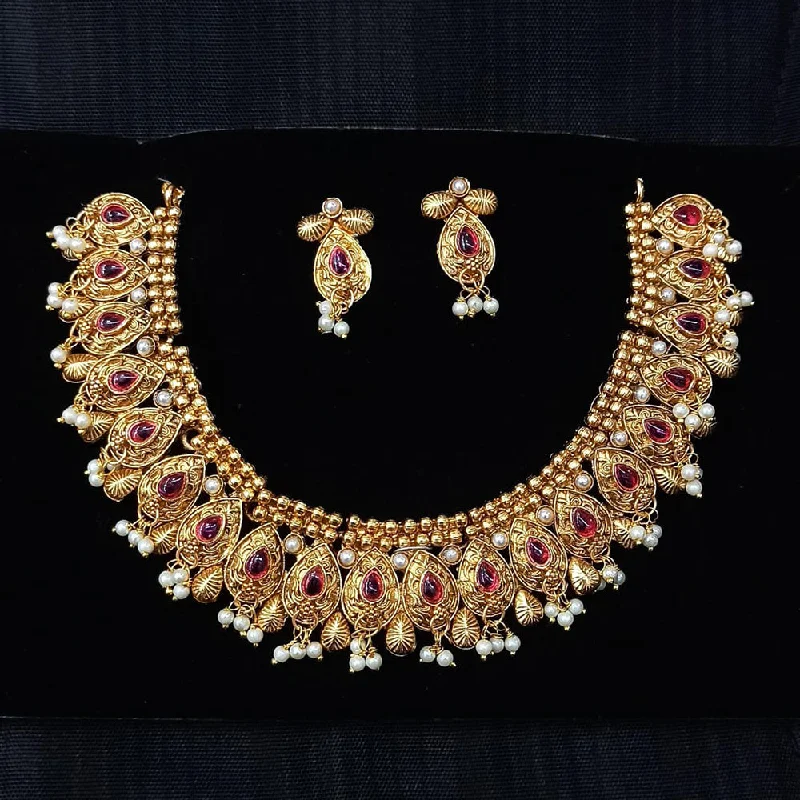 woven necklaces for women-Manisha Jewellery Gold Plated Necklace Set