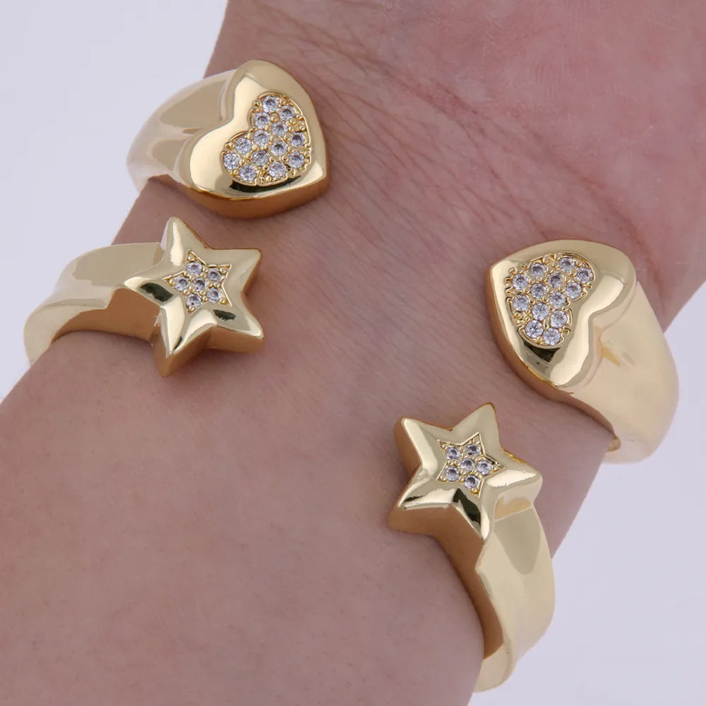 trendy bracelets for women-Copper 18K Gold Plated Elegant Luxurious Shiny Plating Star Heart Shape Zircon