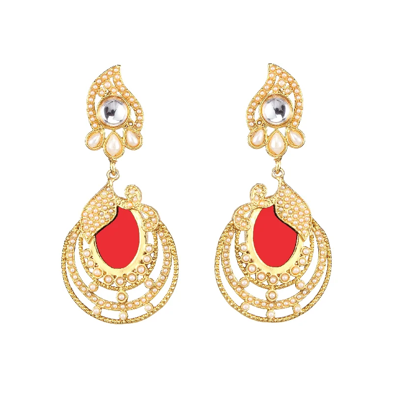 bar earrings for women-Amina Creation Gold Plated Dangler Earrings