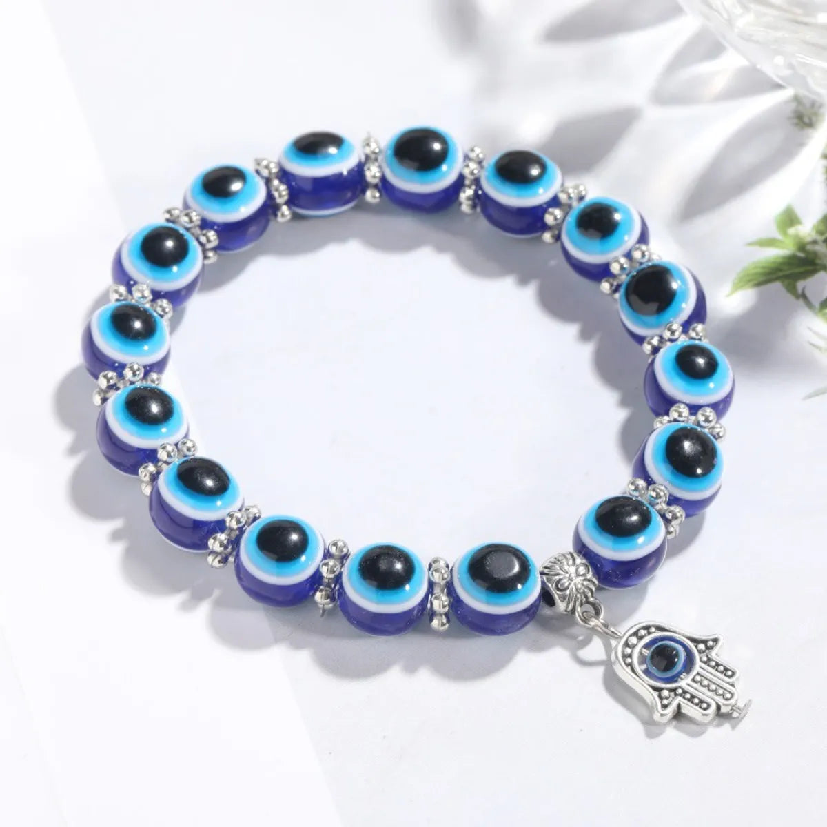 personalized charm bangles for women-Casual Devil's Eye Hand Of Fatima Beaded Knitting Unisex Bracelets