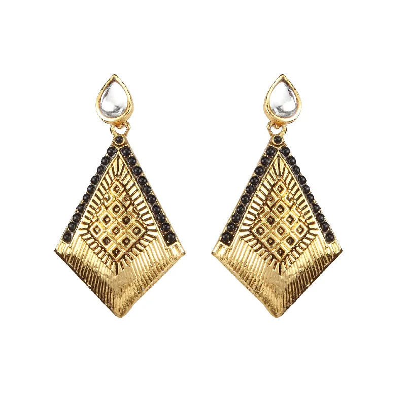 elegant earrings for women-Amina Creation Gold Plated Dangler Earrings