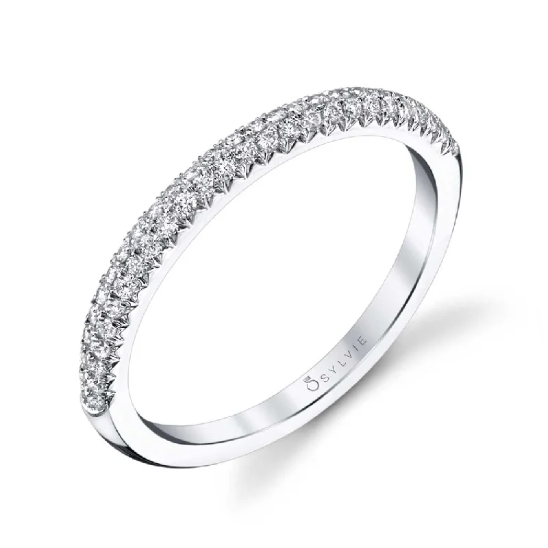 elegant engagement rings for women-Sylvie Stackable Pave Diamond Wedding Band - B0014