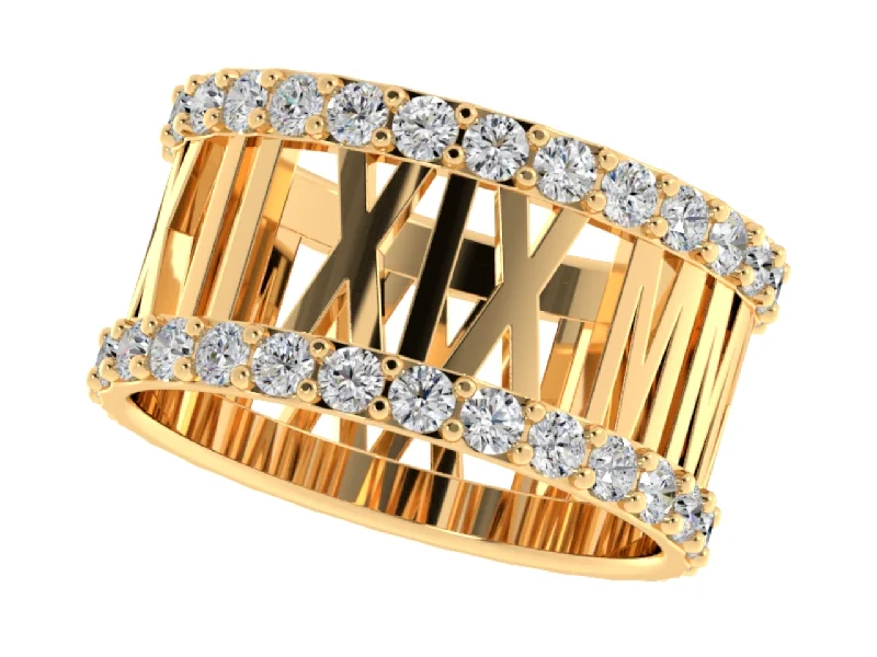 halo rings for women-1ct Roman Numeral Band