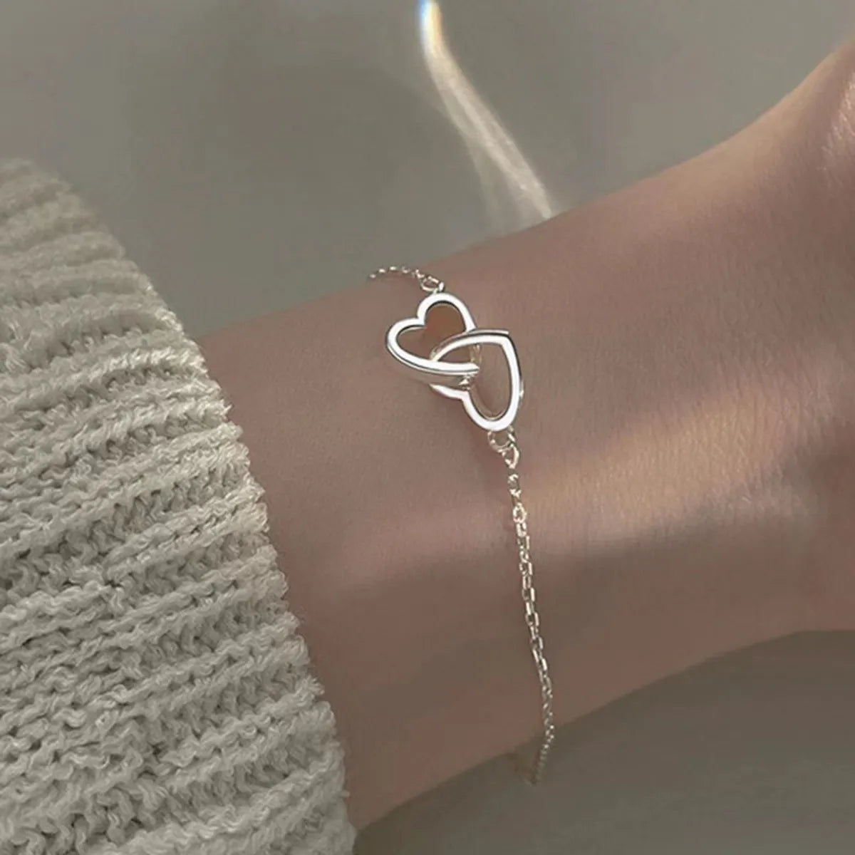 rose gold bangle bracelets for women-Sweet Heart Shape Alloy Plating Women's Bracelets