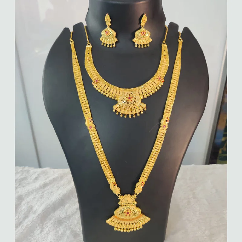 contemporary necklaces for women-Pari Art Jewellery Forming Gold Double Necklace Set