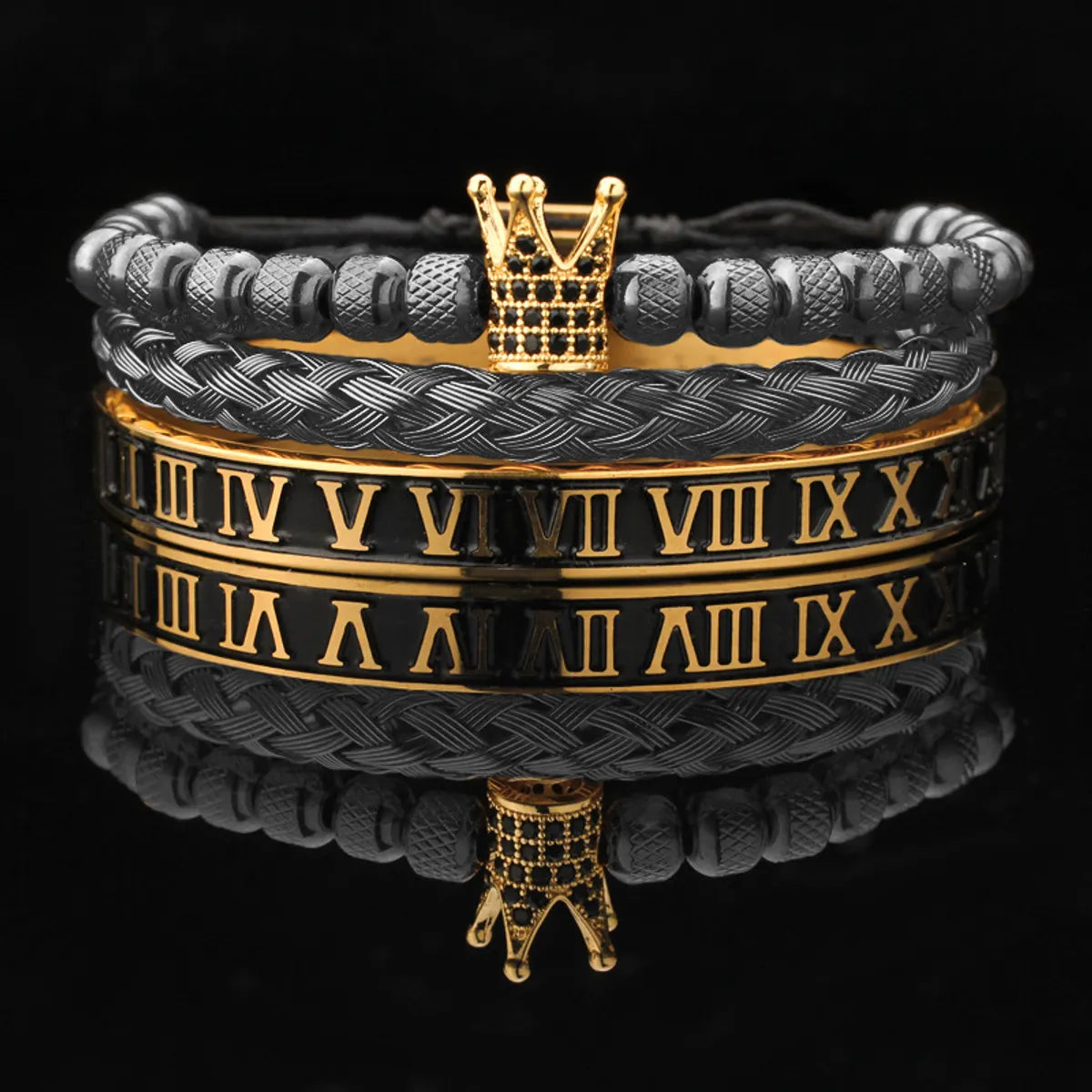 Black Gold Crowns with Black Zirconium Roman Epoxy