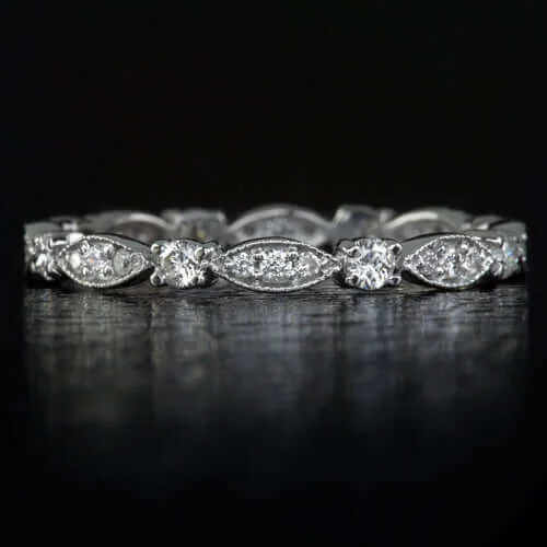 modern engagement rings for women-0.54ct VINTAGE STYLE DIAMOND WEDDING BAND STACKING RING ETERNITY 14K INFINITY