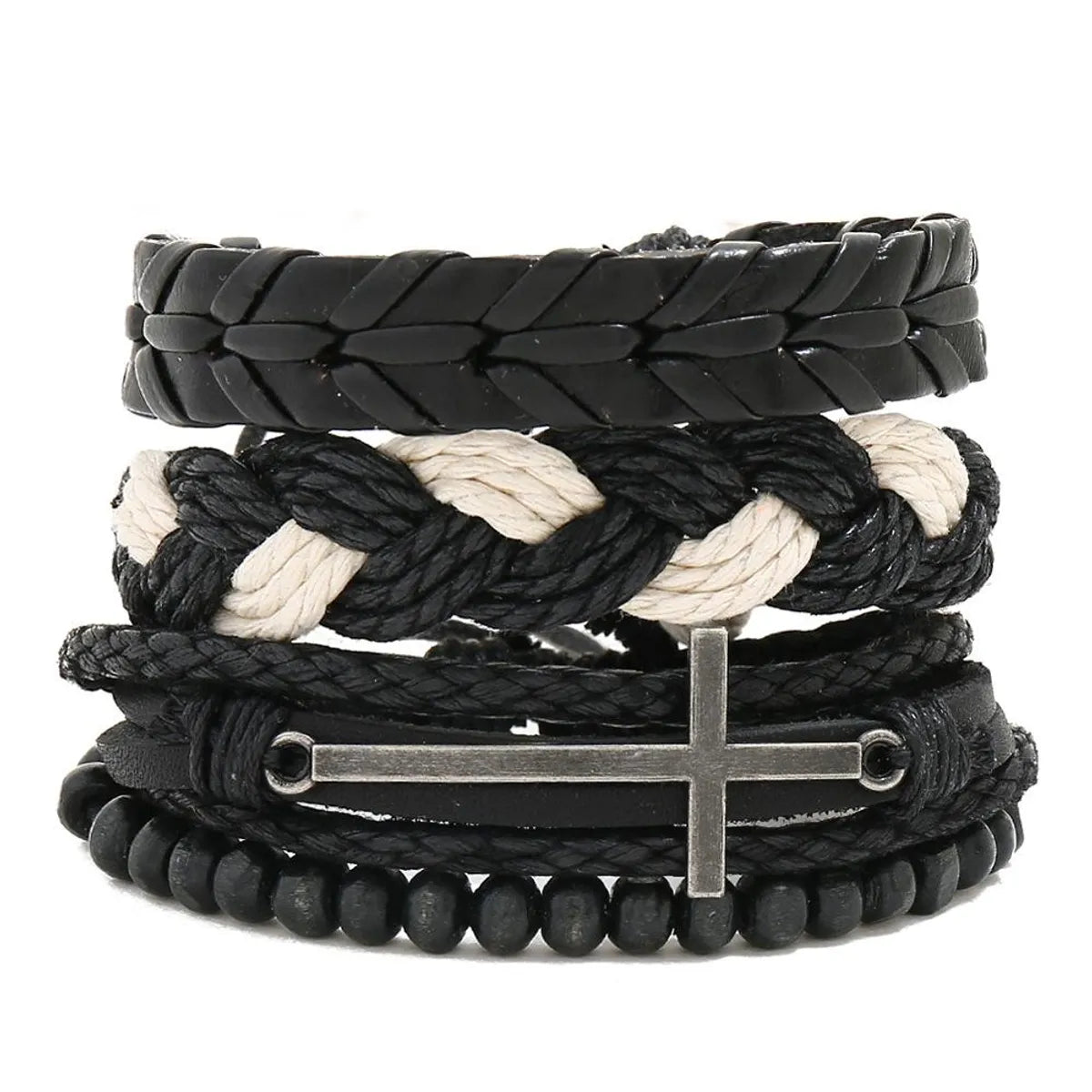 statement bracelets for women-Combination Leather Suit Men'S Bracelet Vintage Woven Diy Hemp Rope Bracelet