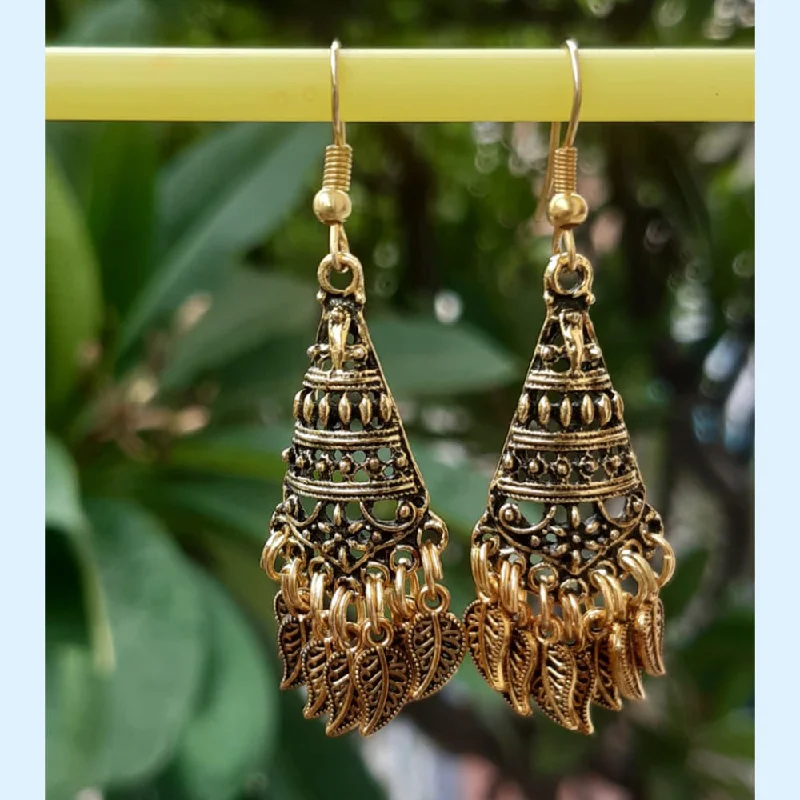 oversized earrings for women-Shrijicreation Gold Plated Dangler Earrings