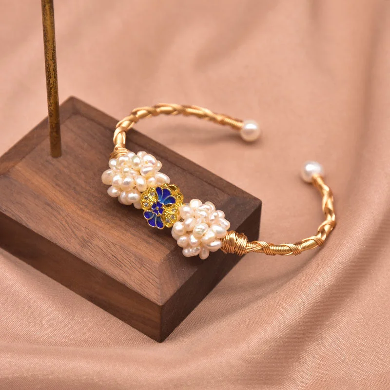 Cloisonne Pearl Ball Bracelet