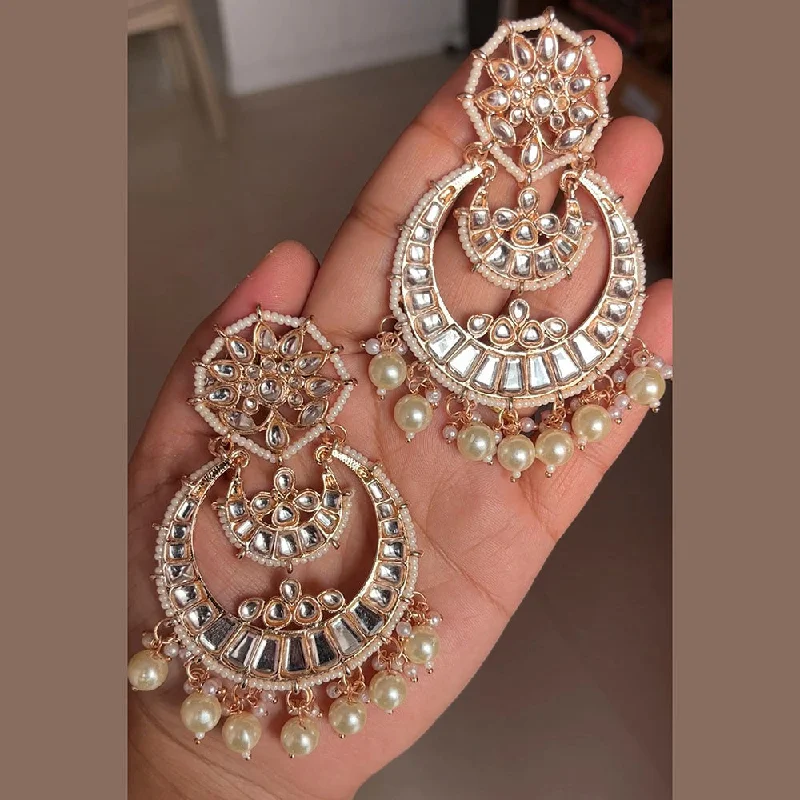 diamond hoop earrings for women-Shringarstreet Gold Plated Kundan Stone Dangler Earrings