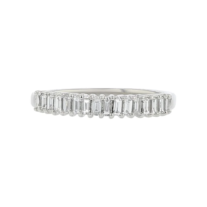 affordable diamond engagement rings for women-Platinum Baguette Diamond Wedding Band