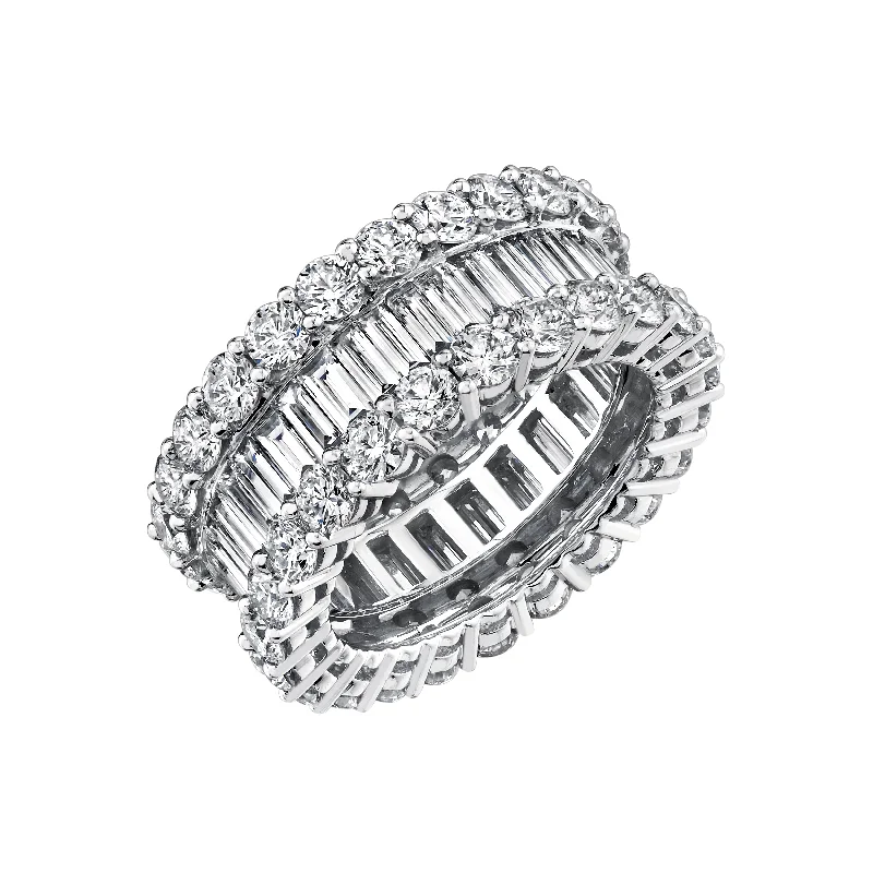 oval cut rings for women-Triple Row Diamond Eternity Band